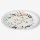 Blush Pink Floral WreatHappy Mothers Day Papieren Bordje (Gekanteld)