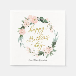 Blush Pink Floral WreatHappy Mothers Day Servet