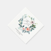 Blush Pink Floral Wreatscript Dank je huwelijk Servet (Hoek)