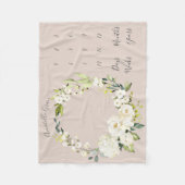 Blush Pink Floral Wreatthly Baby Mijlpaal Fleece Deken (Voorkant)