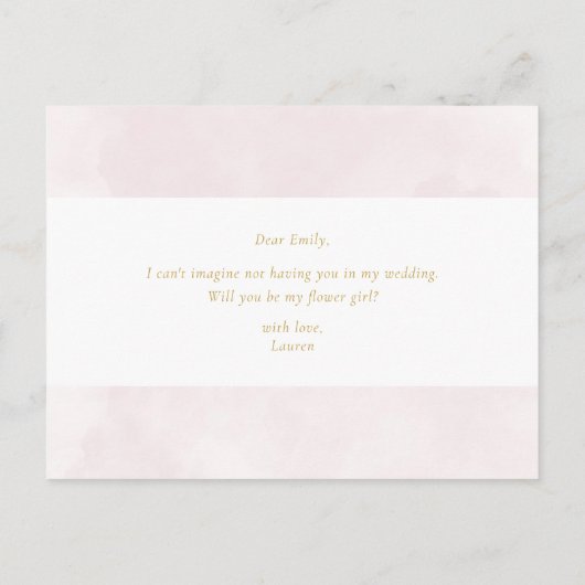 Blush Pink Floral zal je mijn Bloemenmeisje zijn Uitnodiging Briefkaart (Achterkant)