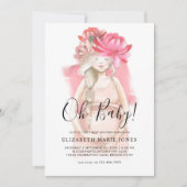 Blush Pink Floral Zwangere mama om Baby shower te  Kaart (Voorkant)
