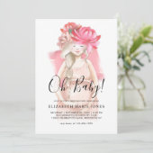 Blush Pink Floral Zwangere mama om Baby shower te  Kaart (Staand voorkant)