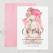 Blush Pink Floral Zwangere mama om Baby shower te  Kaart (Voorkant / Achterkant)