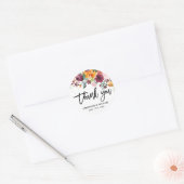 Blush Pink Florals Botanische bruiloft Dank u Ronde Sticker (Envelop)