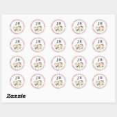 Blush Pink Florals Botanische bruiloft Dank u Ronde Sticker (Vel)
