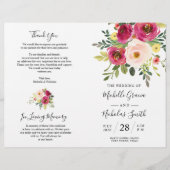 Blush Pink Florals, Foldable Wedding Program Kaart (Voorkant)