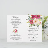 Blush Pink Florals, Foldable Wedding Program Kaart (Staand voorkant)