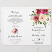 Blush Pink Florals, Foldable Wedding Program Kaart (Voorkant / Achterkant)