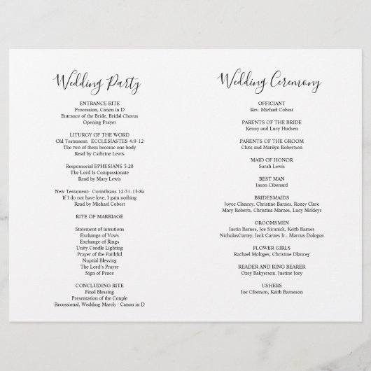 Blush Pink Florals, Foldable Wedding Program Kaart (Achterkant)