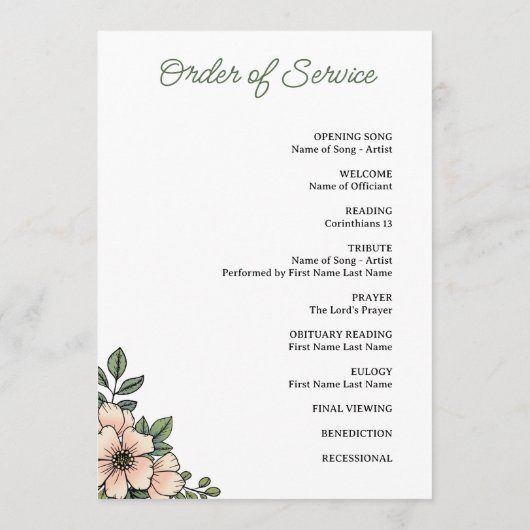 Blush Pink Florals Foto van het programma Life Programmakaart (Achterkant)