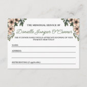 Blush Pink Florals Memorial Service Aanwezigheid Informatiekaartje (Voorkant)