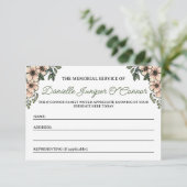 Blush Pink Florals Memorial Service Aanwezigheid Informatiekaartje (Staand voorkant)