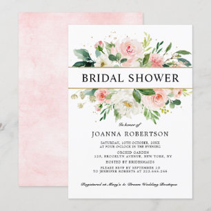 Blush Pink Florals Modern Gold Vrijgezellenfeest Kaart