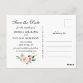 Blush Pink Flowers 3 PHOTO Weddenschap Save the Da Briefkaart (Achterkant)
