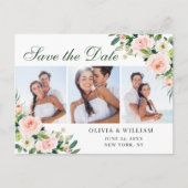 Blush Pink Flowers 3 PHOTO Weddenschap Save the Da Briefkaart (Voorkant)