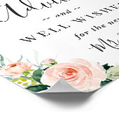Blush Pink Flowers Advice and Well Wishes Wedding Poster (Hoek)