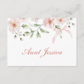 Blush Pink Flowers and Bow Flat Place Card (Voorkant)