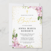 Blush Pink Flowers and Gross Girl Baptisme Kaart (Voorkant)
