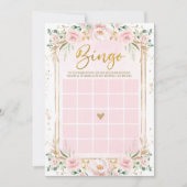 Blush Pink Flowers Bingo Baby shower Game Kaart (Voorkant)