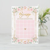 Blush Pink Flowers Bingo Baby shower Game Kaart (Staand voorkant)