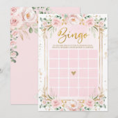 Blush Pink Flowers Bingo Baby shower Game Kaart (Voorkant / Achterkant)