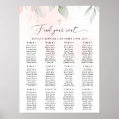 Blush Pink Flowers, Boho, Baptism Seating Chart Poster (Voorkant)