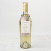 Blush Pink Flowers Botanical Weddenschap Flessenhanger (Op fles)