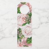Blush Pink Flowers Botanical Weddenschap Flessenhanger (Achterkant)