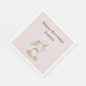 Blush Pink Flowers Bunny Birthday Servet (Hoek)