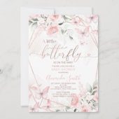 Blush Pink Flowers Een beetje vlinder Baby shower Kaart (Voorkant)