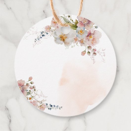 Blush Pink Flowers Elegant Vrijgezellenfeest Dank Bedankjes Labels (Achterkant)