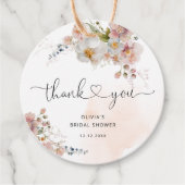 Blush Pink Flowers Elegant Vrijgezellenfeest Dank  Bedankjes Labels (Voorkant)