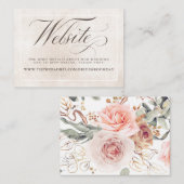 Blush Pink Flowers Elegant Wedding Website Informatiekaartje (Voorkant / Achterkant)