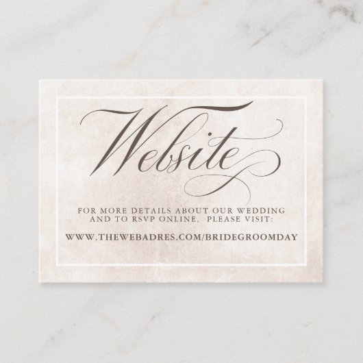 Blush Pink Flowers Elegant Wedding Website Informatiekaartje (Voorkant)