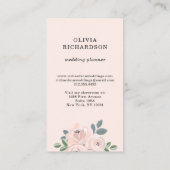  Blush Pink Flowers en Dusty Blue Leaves Visitekaartje (Achterkant)