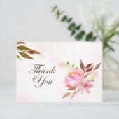 Blush Pink Flowers en Greenery Wedding Bedankkaart (Staand voorkant)