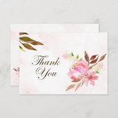 Blush Pink Flowers en Greenery Wedding Bedankkaart (Voorkant / Achterkant)