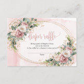 Blush Pink Flowers Eucalyptus Baby Shower Raffle  Informatiekaartje (Voorkant)