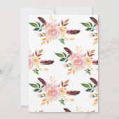 Blush Pink Flowers Feathers Vrijgezellenfeest Kaart (Achterkant)