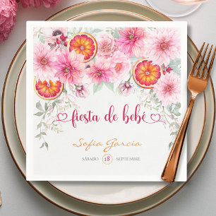 Blush Pink Flowers Fiesta Spaans Baby shower Servet