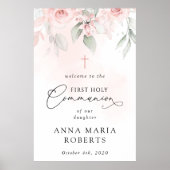 Blush Pink Flowers, First Holy Communion Welcome Poster (Voorkant)