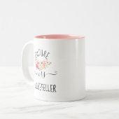Blush Pink Flowers Future Bride Verloving Gift Tweekleurige Koffiemok (Voorkant links)