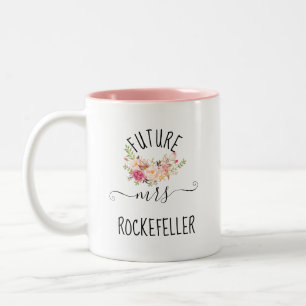 Blush Pink Flowers Future Bride Verloving Gift Tweekleurige Koffiemok