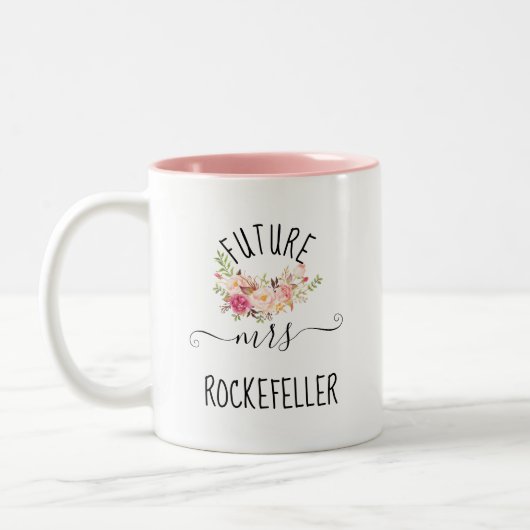 Blush Pink Flowers Future Bride Verloving Gift Tweekleurige Koffiemok (Links)