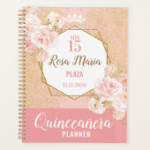 Blush Pink Flowers Glitter Quinceañera Planner (Voorkant)