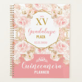 Blush Pink Flowers Glitter Quinceañera Planner (Voorkant)