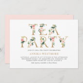 Blush Pink Flowers Gold Foil Spring Tea Party Kaart (Voorkant / Achterkant)