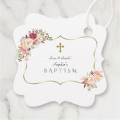 Blush Pink Flowers Gold Girl Photo Baptisme Bedankjes Labels (Achterkant)
