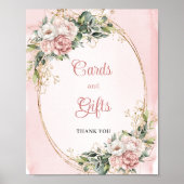 Blush Pink Flowers Gold Glitter Cards and Gifts  Poster (Voorkant)